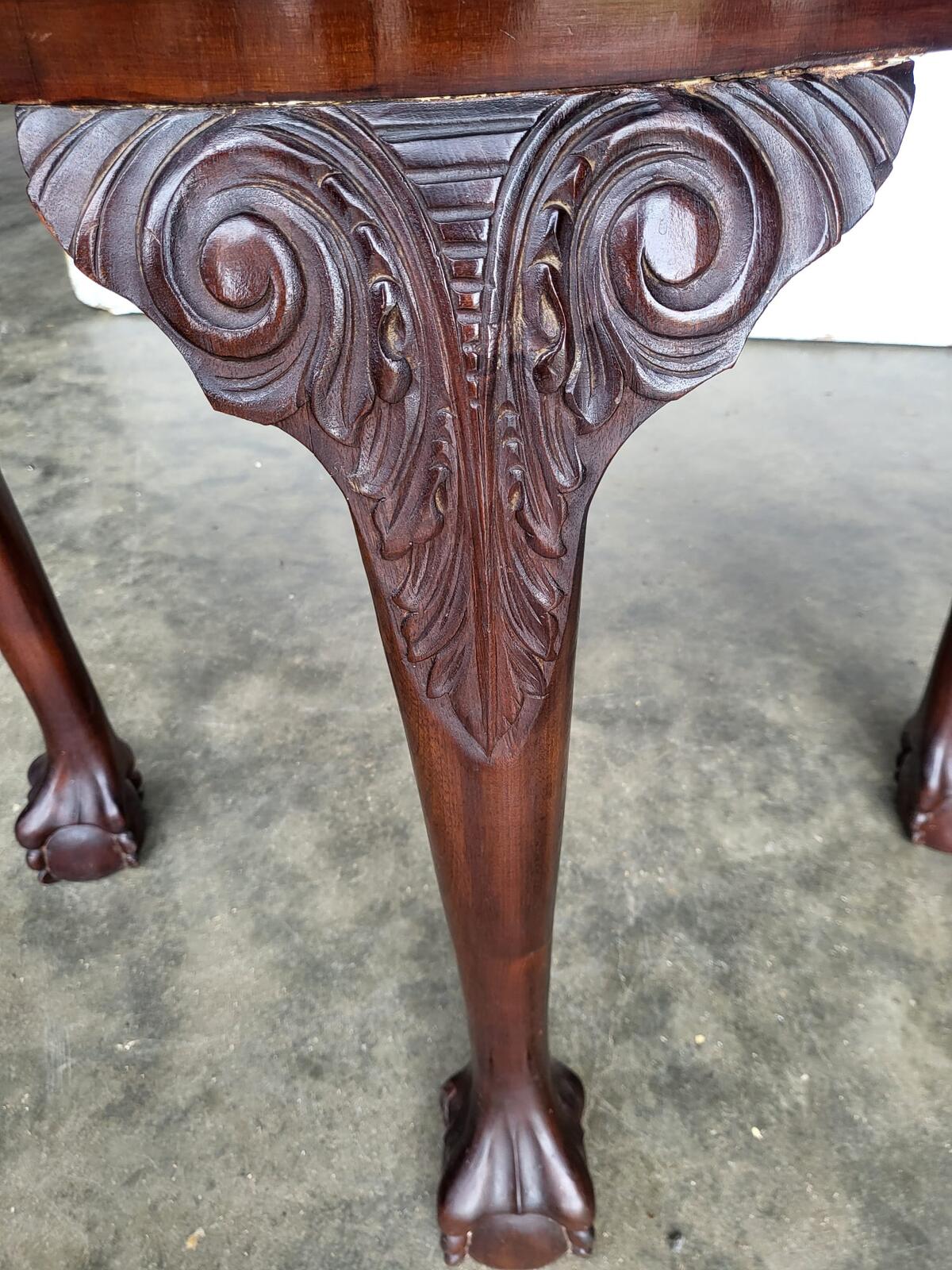 Antique demi lune hall side table claw ball feet