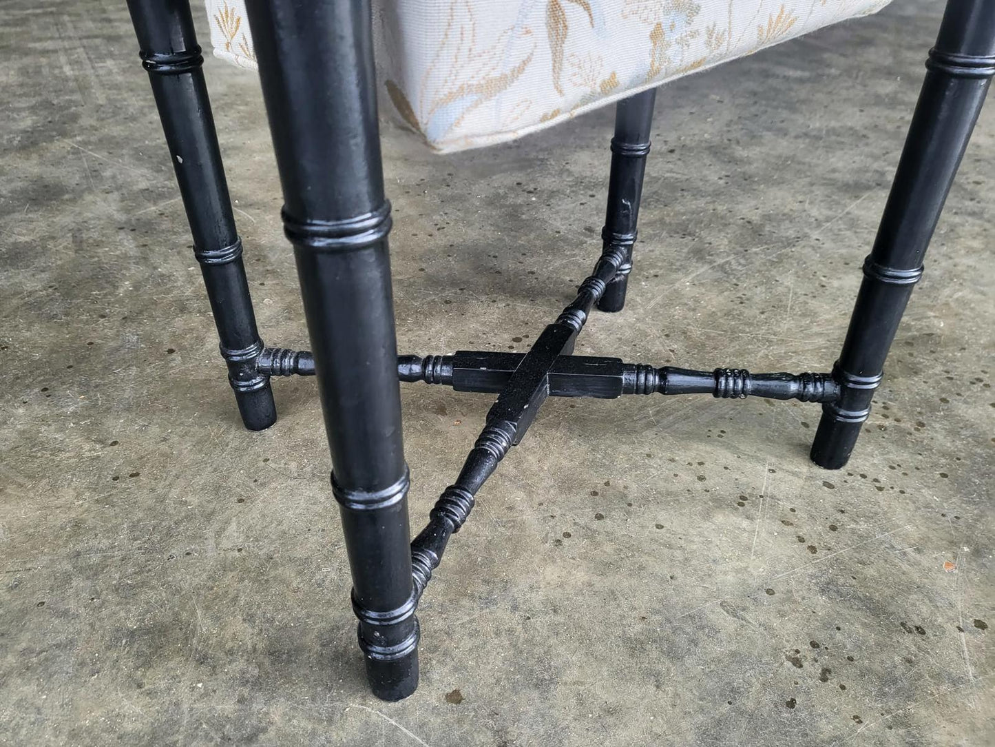 Antique ebonised work sewing side end lamp table