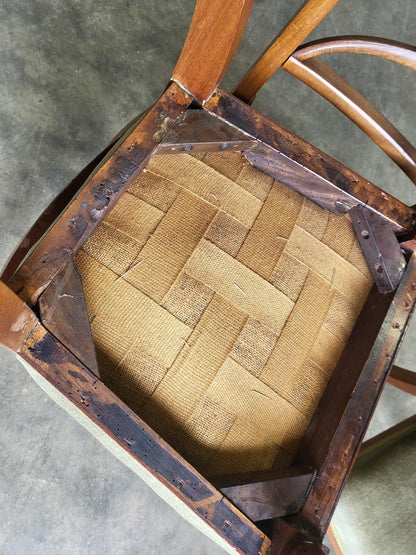 Antique Edwardian 4 x beech dining chairs green