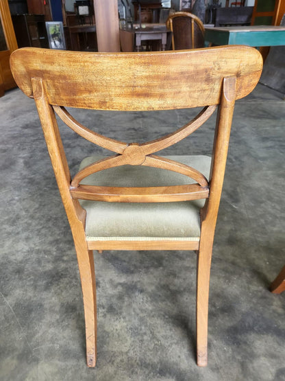 Antique Edwardian 4 x beech dining chairs green