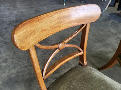 Antique Edwardian 4 x beech dining chairs green