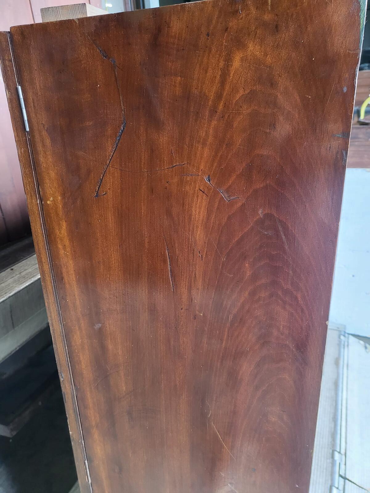 Antique Edwardian carved double wardrobe mirrored doors drawer