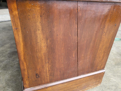 Antique Edwardian carved double wardrobe mirrored doors drawer