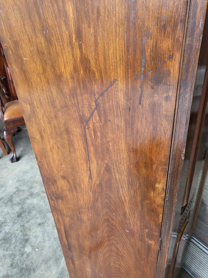 Antique Edwardian carved double wardrobe mirrored doors drawer