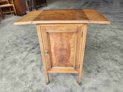 Antique Edwardian walnut side end drop leaf cupboard work dining table legs