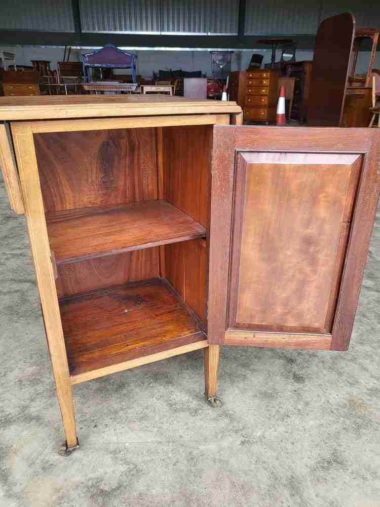 Antique Edwardian walnut side end drop leaf cupboard work dining table legs