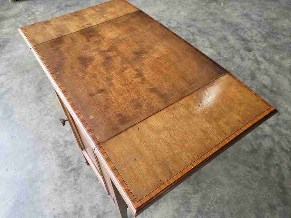 Antique Edwardian walnut side end drop leaf cupboard work dining table legs