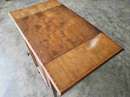 Antique Edwardian walnut side end drop leaf cupboard work dining table legs