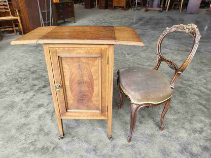 Antique Edwardian walnut side end drop leaf cupboard work dining table legs