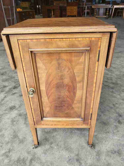 Antique Edwardian walnut side end drop leaf cupboard work dining table legs