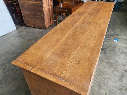 Antique Edwardian oak low open bookcase adjustable shelves