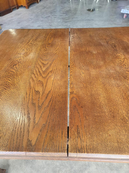Antique Edwardian oak extending dining table seat 8