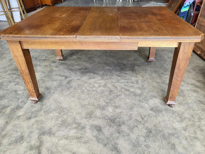 Antique Edwardian oak extending dining table seat 8