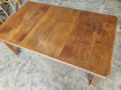 Antique Edwardian oak extending dining table seat 8