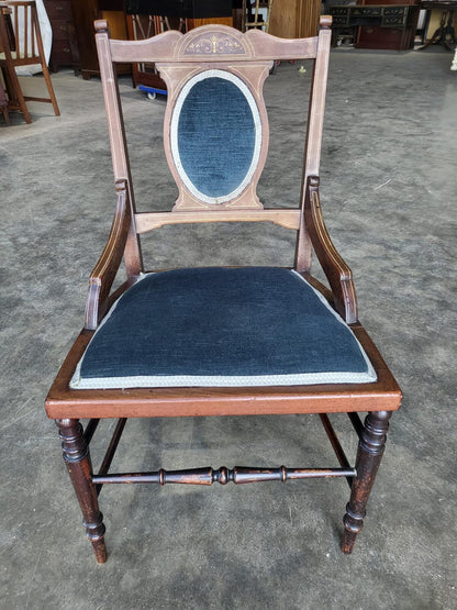 Antique Edwardian small bedroom bathroom inlaid chair