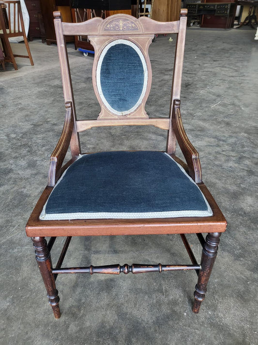 Antique Edwardian small bedroom bathroom inlaid chair