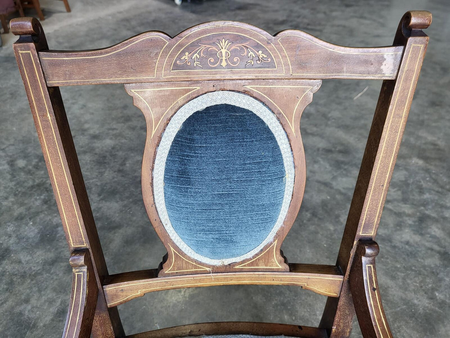 Antique Edwardian small bedroom bathroom inlaid chair