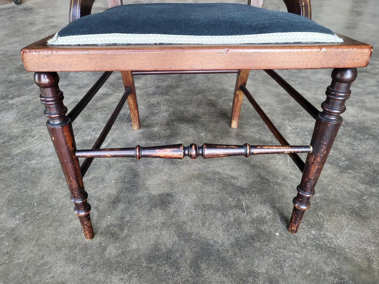 Antique Edwardian small bedroom bathroom inlaid chair