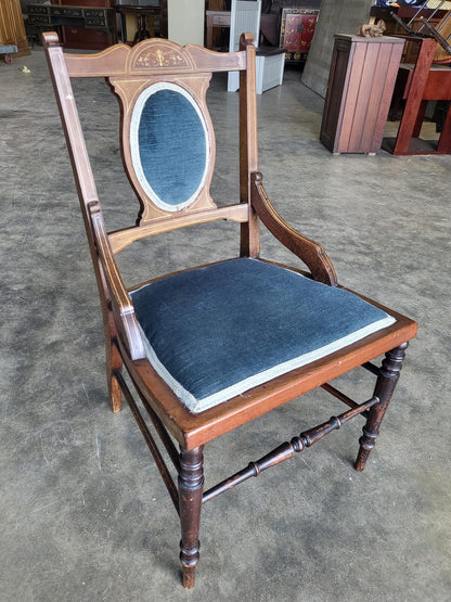 Antique Edwardian small bedroom bathroom inlaid chair