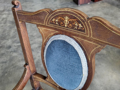 Antique Edwardian small bedroom bathroom inlaid chair