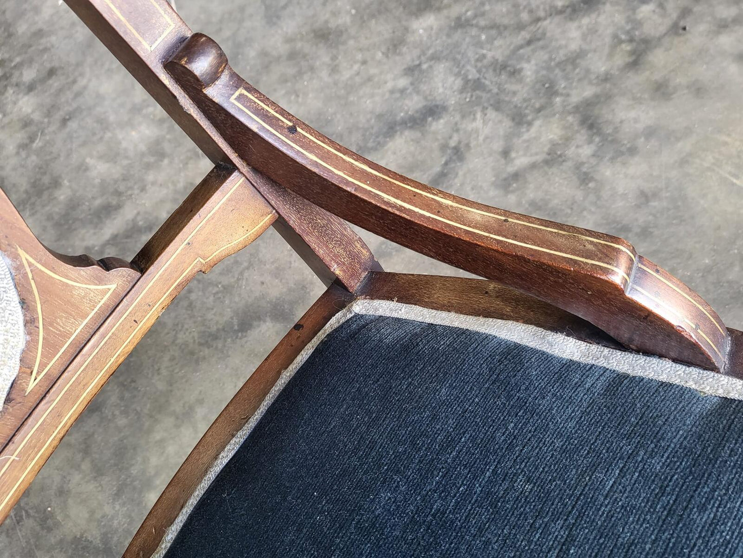 Antique Edwardian small bedroom bathroom inlaid chair