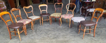 Antique Victorian 8 ballon back  mixed dining chairs