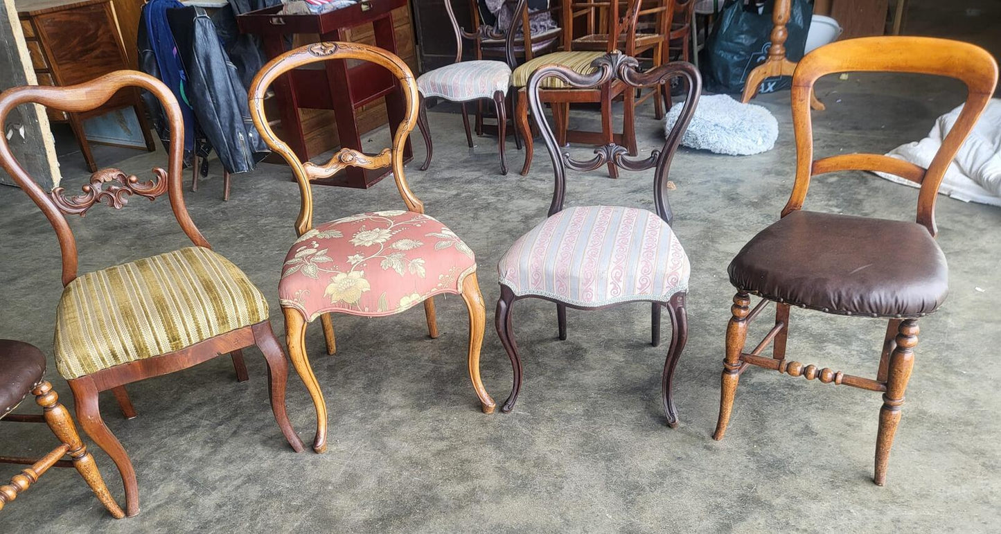 Antique Victorian 8 ballon back  mixed dining chairs