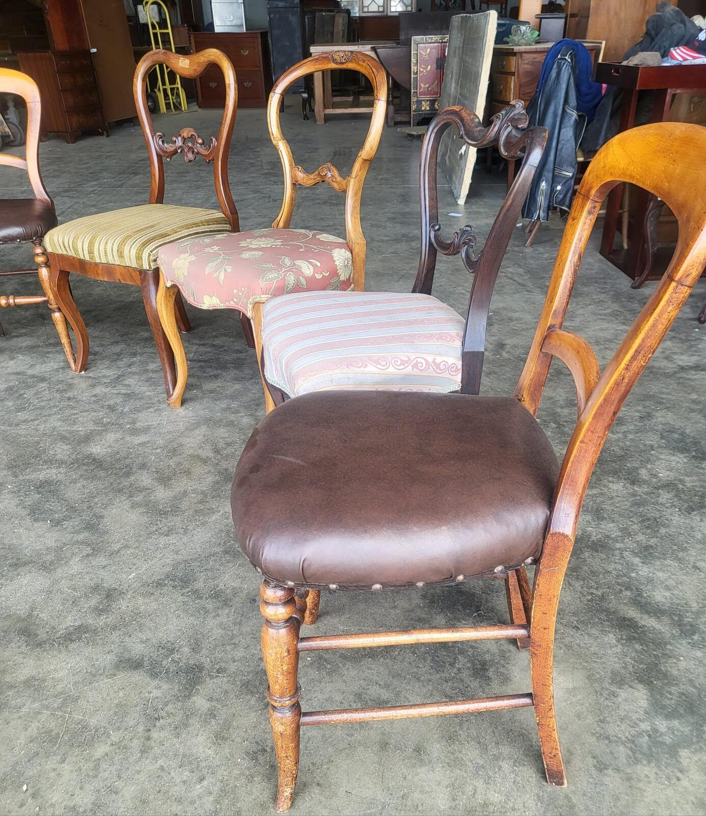 Antique Victorian 8 ballon back  mixed dining chairs