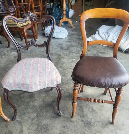 Antique Victorian 8 ballon back  mixed dining chairs