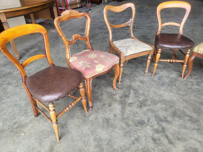 Antique Victorian 8 ballon back  mixed dining chairs