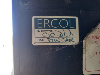 Dark Ercol tall glazed cabinet cupboard bookcase shelves