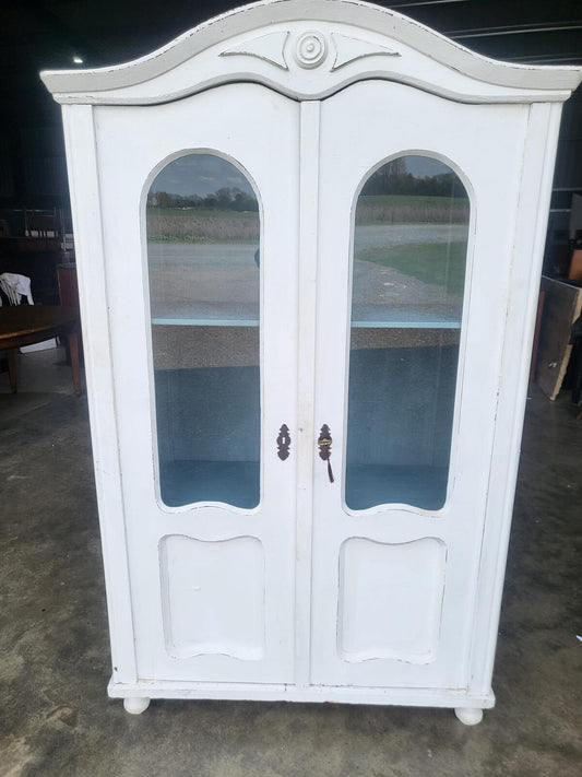 French painted glazed armoire linen press cupboard shelves
