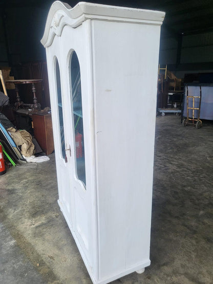 French painted glazed armoire linen press cupboard shelves