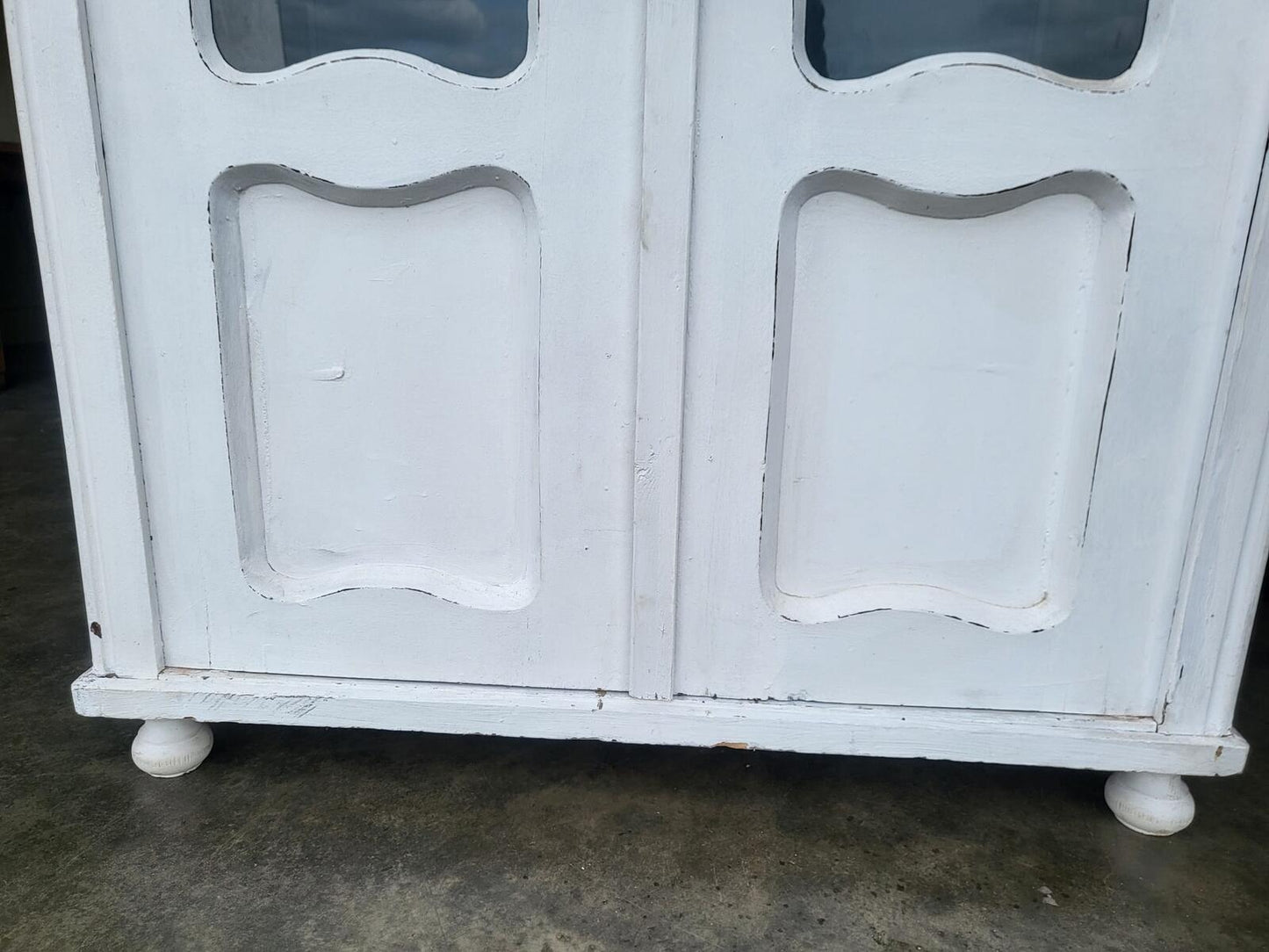 French painted glazed armoire linen press cupboard shelves