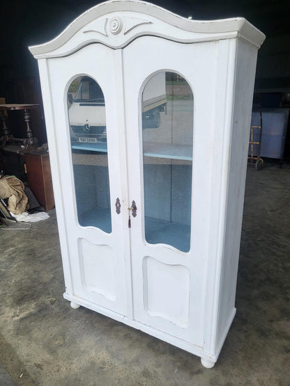 French painted glazed armoire linen press cupboard shelves