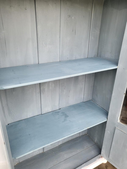French painted glazed armoire linen press cupboard shelves