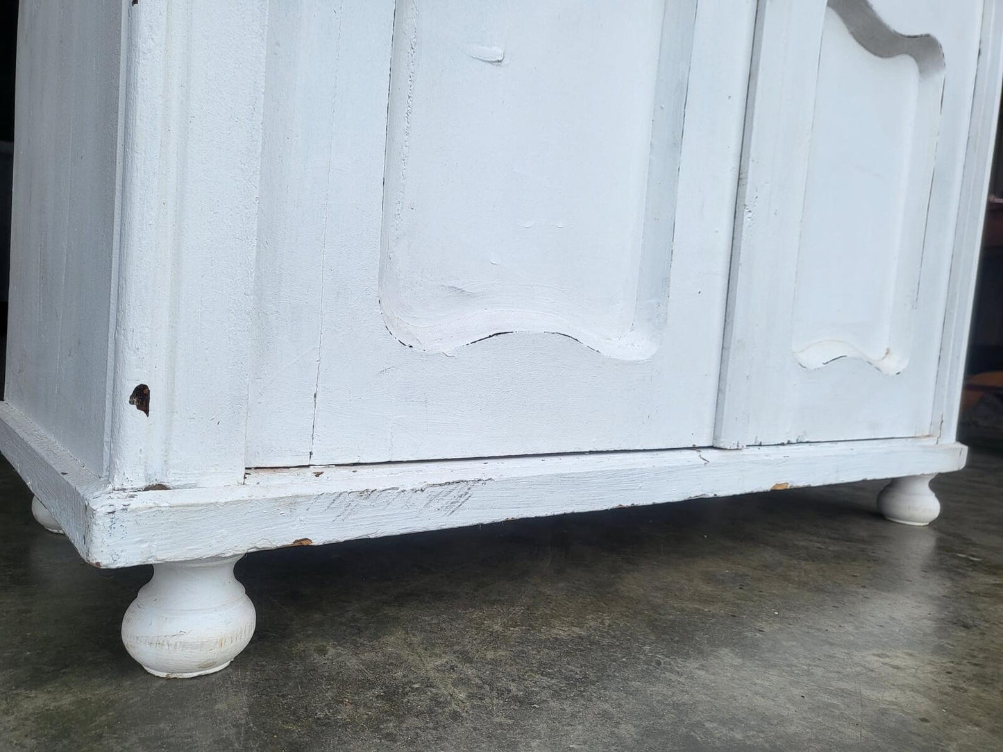 French painted glazed armoire linen press cupboard shelves