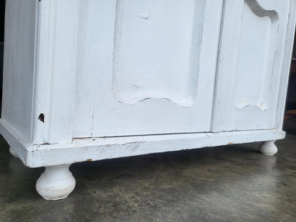 French painted glazed armoire linen press cupboard shelves