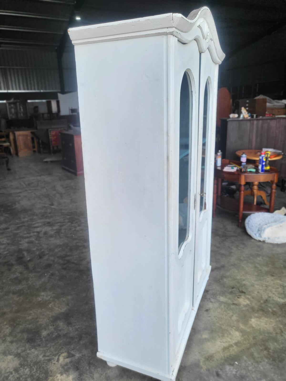 French painted glazed armoire linen press cupboard shelves