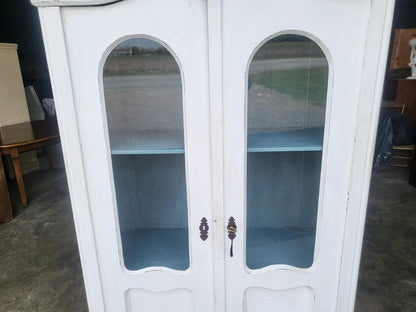 French painted glazed armoire linen press cupboard shelves