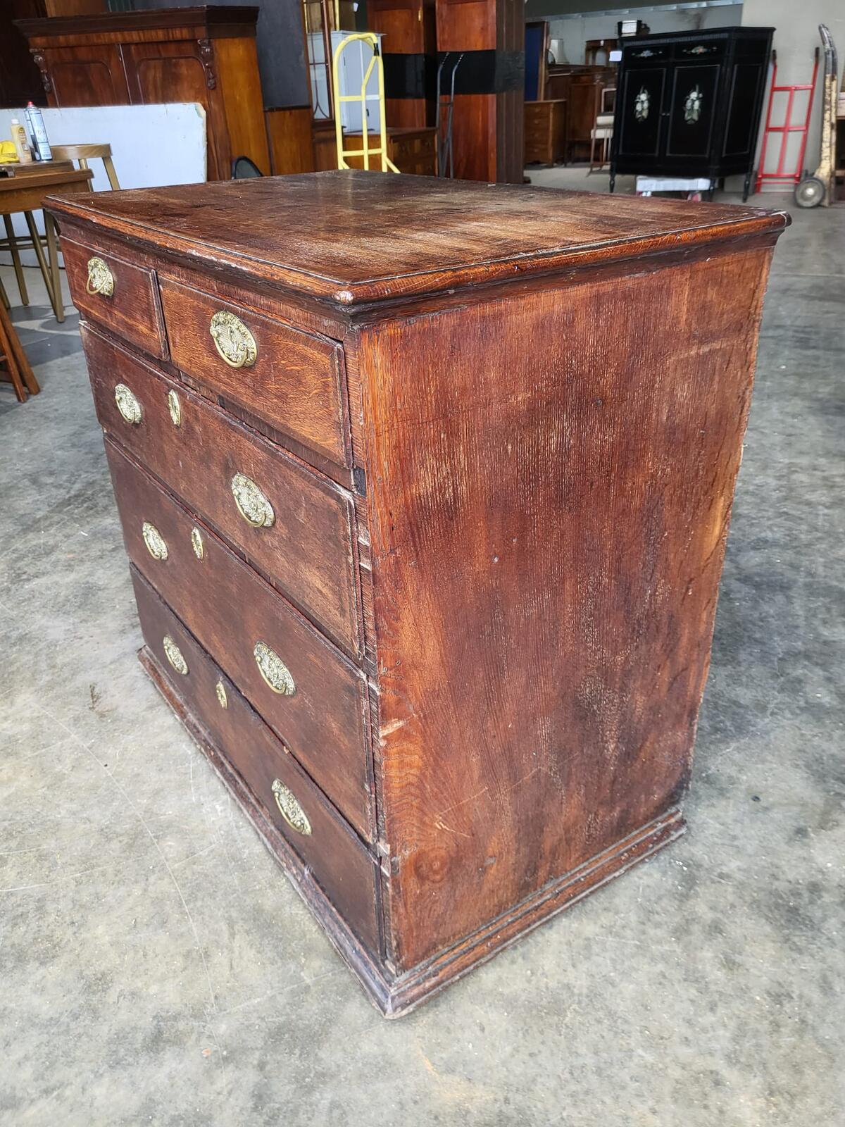 Antique Georgian oak 2 over 3 chest of drawers