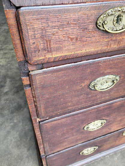 Antique Georgian oak 2 over 3 chest of drawers