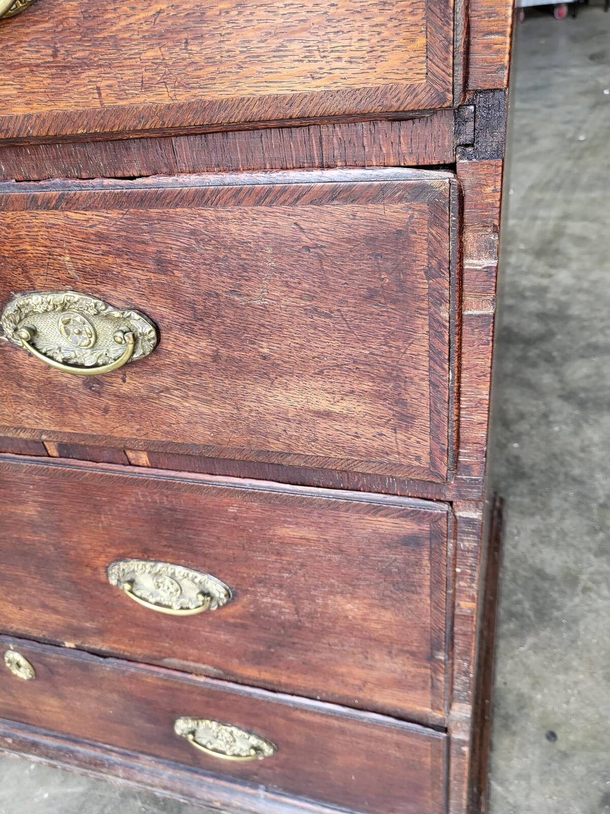 Antique Georgian oak 2 over 3 chest of drawers