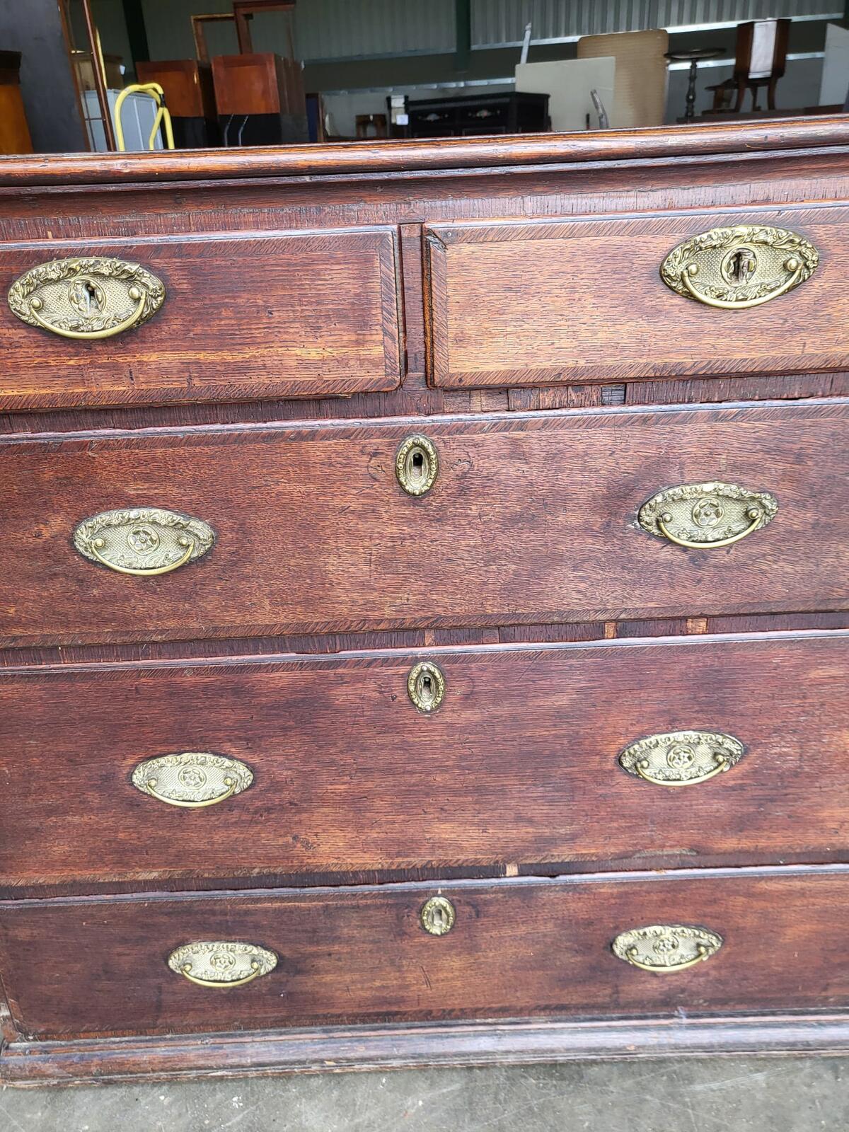 Antique Georgian oak 2 over 3 chest of drawers