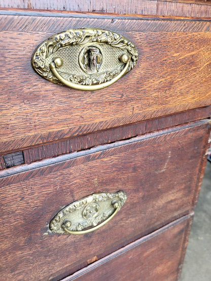 Antique Georgian oak 2 over 3 chest of drawers