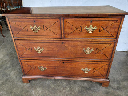 Antique Georgian strung 2 over 2 chest of drawers bracket feet