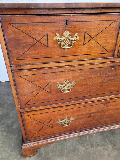 Antique Georgian strung 2 over 2 chest of drawers bracket feet
