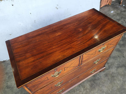 Antique Georgian strung 2 over 2 chest of drawers bracket feet