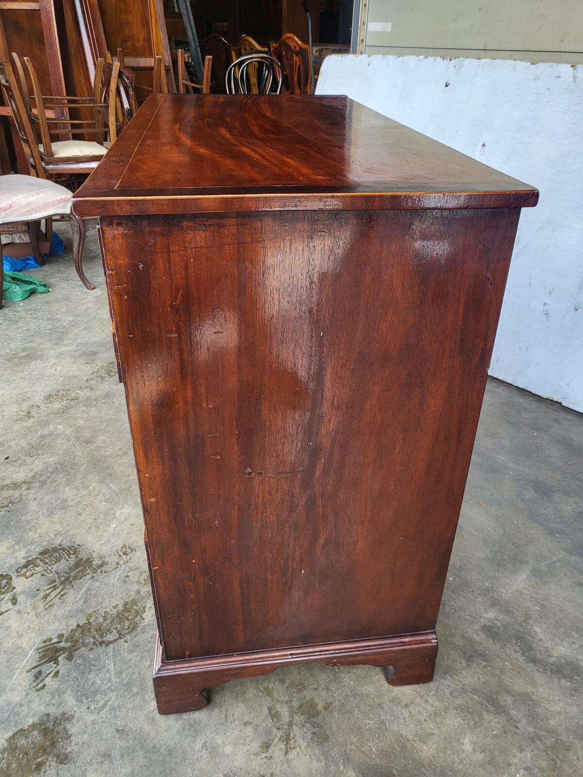 Antique Georgian strung 2 over 2 chest of drawers bracket feet