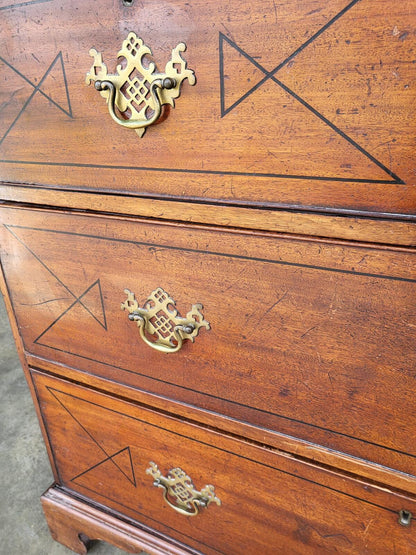 Antique Georgian strung 2 over 2 chest of drawers bracket feet